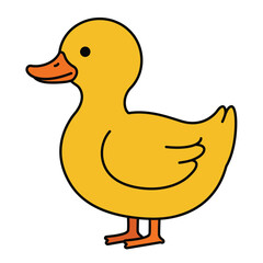 A cute yellow rubber duck cartoon illustration depicts a fun baby bath toy