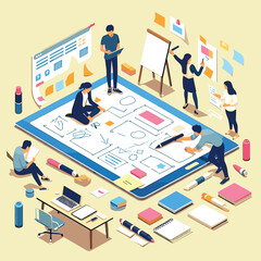 Isometric Classroom Flat Vector illustraton Design