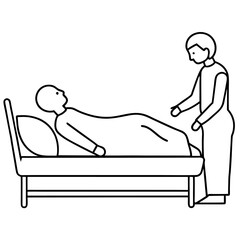 Hospitalization in hospital vector black icon on white background.