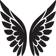 Angel wings vector illustration black and white design for tattoo logo or graphic design element art concept on transparent background silhouette