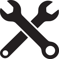 Crossed wrenches icon vector illustration for repair service and mechanical work symbol and logo design on transparent background silhouette