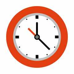 Simple orange analog clock showing three o clock