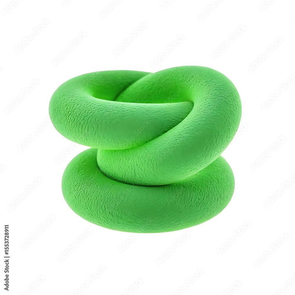 Fototapete textured green torus shape on white background artistic 3d rendering isolated design element