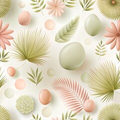 Fototapeta premium Minimal boho abstract shapes in pastel tones, seamless pattern on beige background, clean design aesthetic 