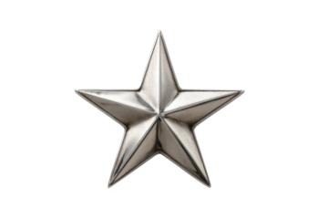 PNG Silver metallic five-pointed star isolated on black background