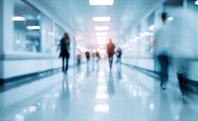 Blurred view of a hospital corridor