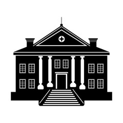 Black and White School Icon – Vector Silhouette Design.
