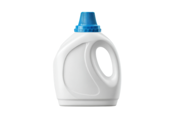 PNG White plastic laundry detergent bottle with blue cap on white background