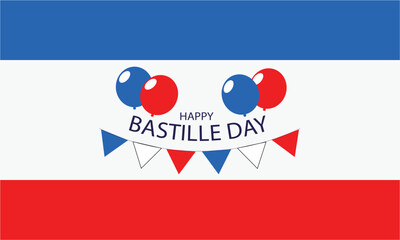 Happy bastille day celebration with eiffel tower and balloons