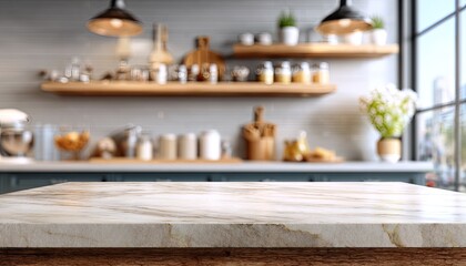 Blurred kitchen countertop