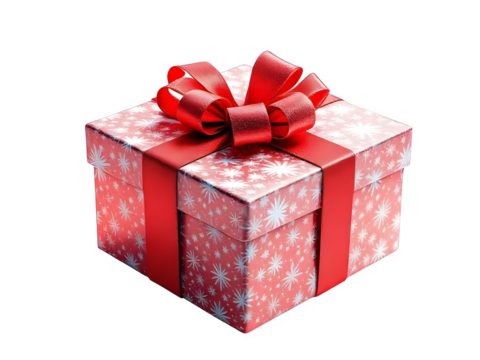 Red Snowflake Gift Box Isolated transparent background, png