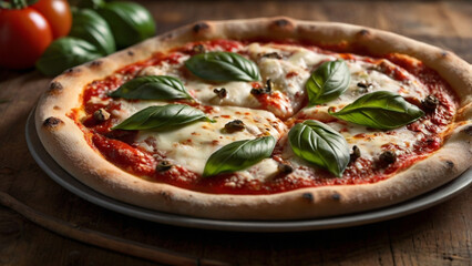 Fresh Margherita Pizza Served in Home Kitchen