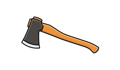 Vector art illustration Axe with a wooden handle