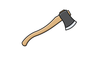Vector art illustration Axe with a wooden handle