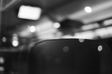Abstract Black and White Scene with Blurred Lights and Shapes