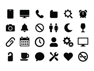 User Interface Universal Solid Icon Set. Icons are Suitable for Web Page, Mobile App, UI, UX and GUI design