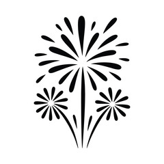 Fototapeta premium Flat fireworks explosion icon pack on isolated black and white background