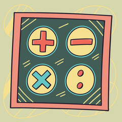 Obraz premium A framed cartoon of mathematical operations provides a colorful depiction for educational applications