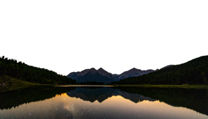 Milky Way Over Calm Water with Distant Mountains at Dusk, Starry Sky Reflection