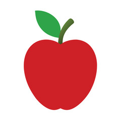 Fototapeta premium Red apple vector illustration: fresh, ripe, and healthy fruit with a green leaf, isolated on white background