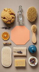 Spa still life: natural bath and skincare products