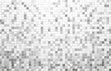 Abstract mosaic pattern of varying shades of gray and white squares
