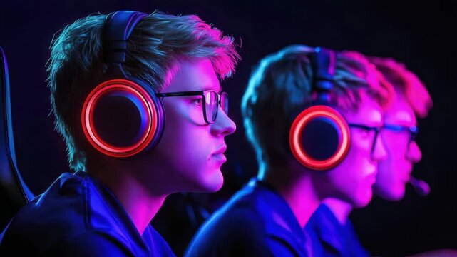 Gamers hunch over consoles in a dim room, faces hidden by shadows; their intense focus reflects a world where every player is a potential adversary.