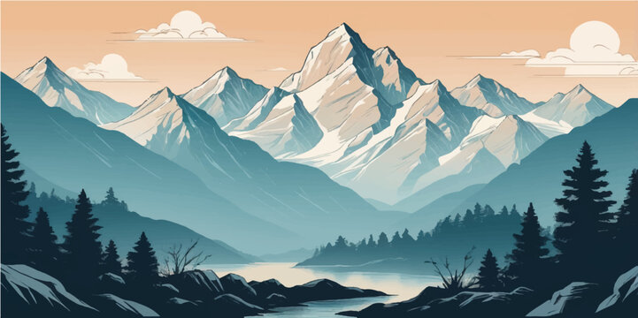 Snow-capped peaks pierce the morning sky, creating a breathtaking winter landscape in the high Alps