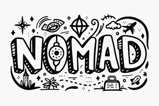 Hand drawn nomad visa template showcasing creative illustrations that symbolize freedom and travel opportunities for modern adventurers