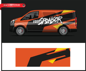 Orange and Black Van Wrap Design Template Vector