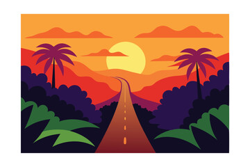 vector illustration of a tropical beach