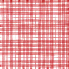 Red Plaid Gingham Check Hand Drawn Background Pattern Overlay