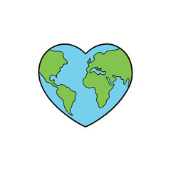 a heart shaped world map with continents inside  e