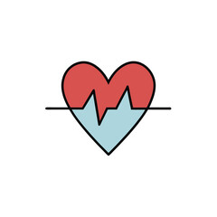 a heartbeat line forming a heart in the middle  ek