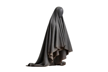 PNG Mysterious draped figure enshrouded in textured gray fabric