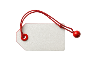 PNG Blank price tag with red string and bead for retail and gifts
