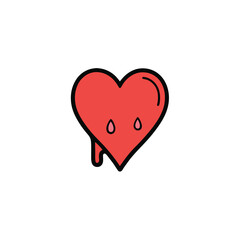a melting heart icon with dripping liquid  vector 