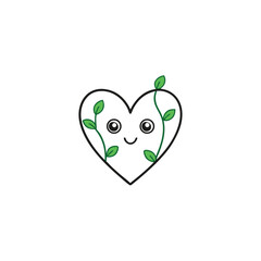 a leafy green eco heart with tiny leaves and vines