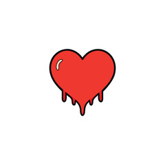 a melting heart icon with dripping liquid  vector 