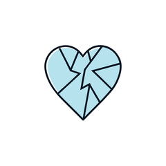 a shattered glass heart icon with sharp crystal fr