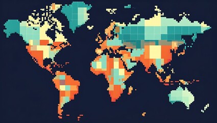 Pixelated world map global