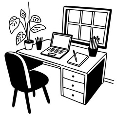 office desk with computer