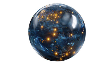 Glowing earth at night with city lights isolated on transparent background