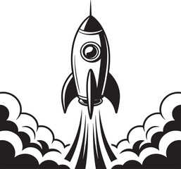 Vintage Space Shuttle Icon &ndash; Rocket Launch Silhouette