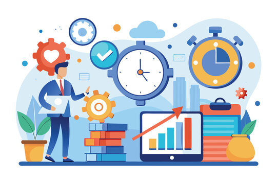 Time optimization and financial marketing strategies in a creative workspace designed for productivity and efficiency enhancement