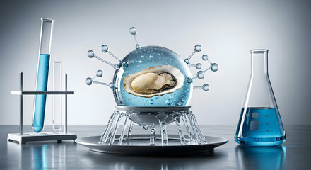 Pearl Oyster Research in Laboratory for Beauty Skincare Innovation Concept