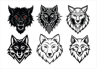 Stylized Wolf Head Silhouette in Side Profile Bold Vector Animal Illustration.

