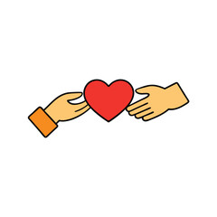two hands passing a heart to each other  fingers g