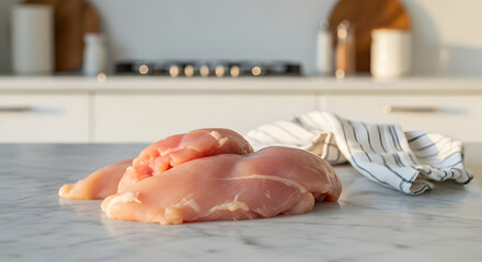 Fresh Chicken Breasts Ready For Cooking In Bright Kitchen