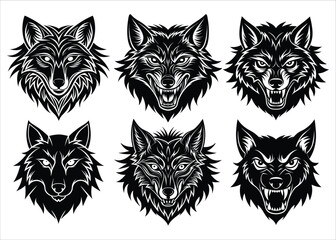 Stylized Wolf Head Silhouette in Side Profile Bold Vector Animal Illustration.

